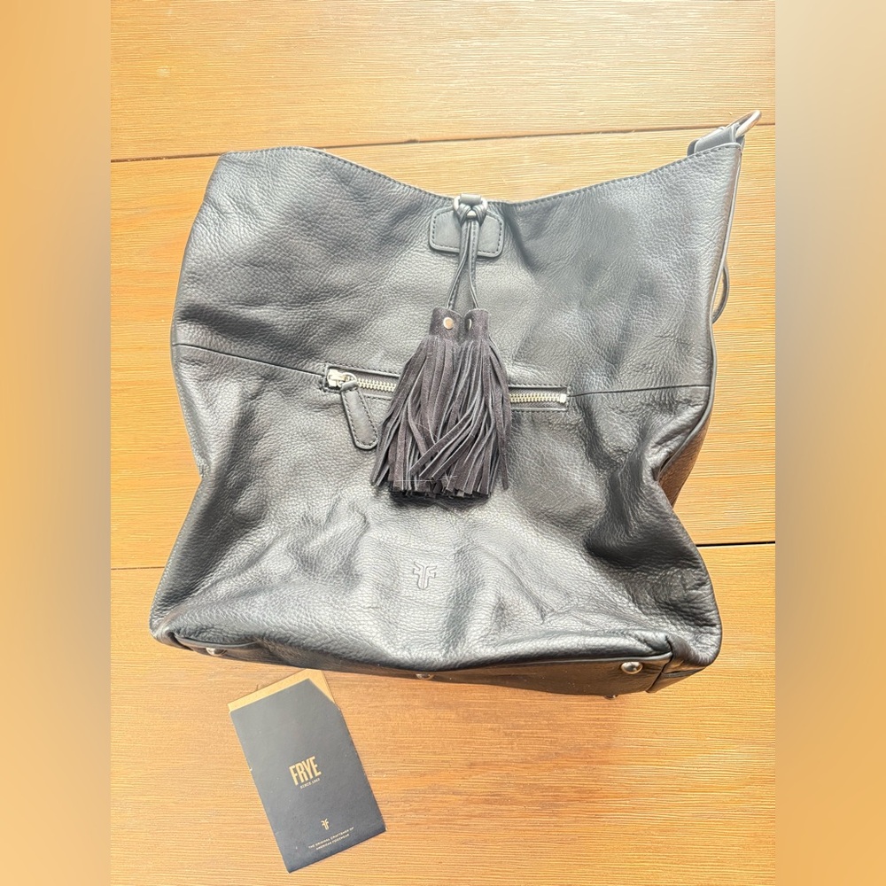 Frye Black Leather Hobo Shoulder Bag Large Slouchy Tote Purse
